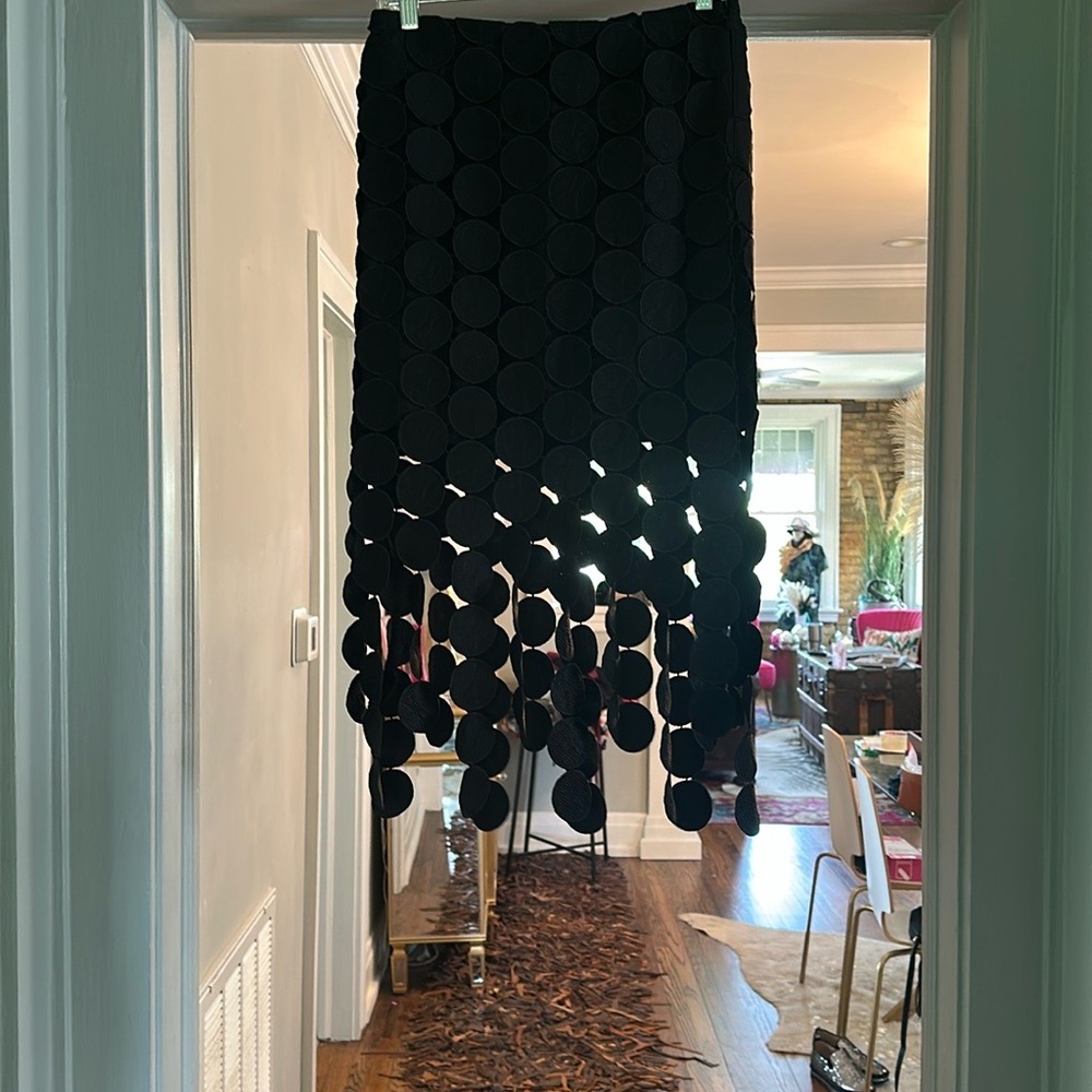Commense Black Midi Skirt with Circular Detailing